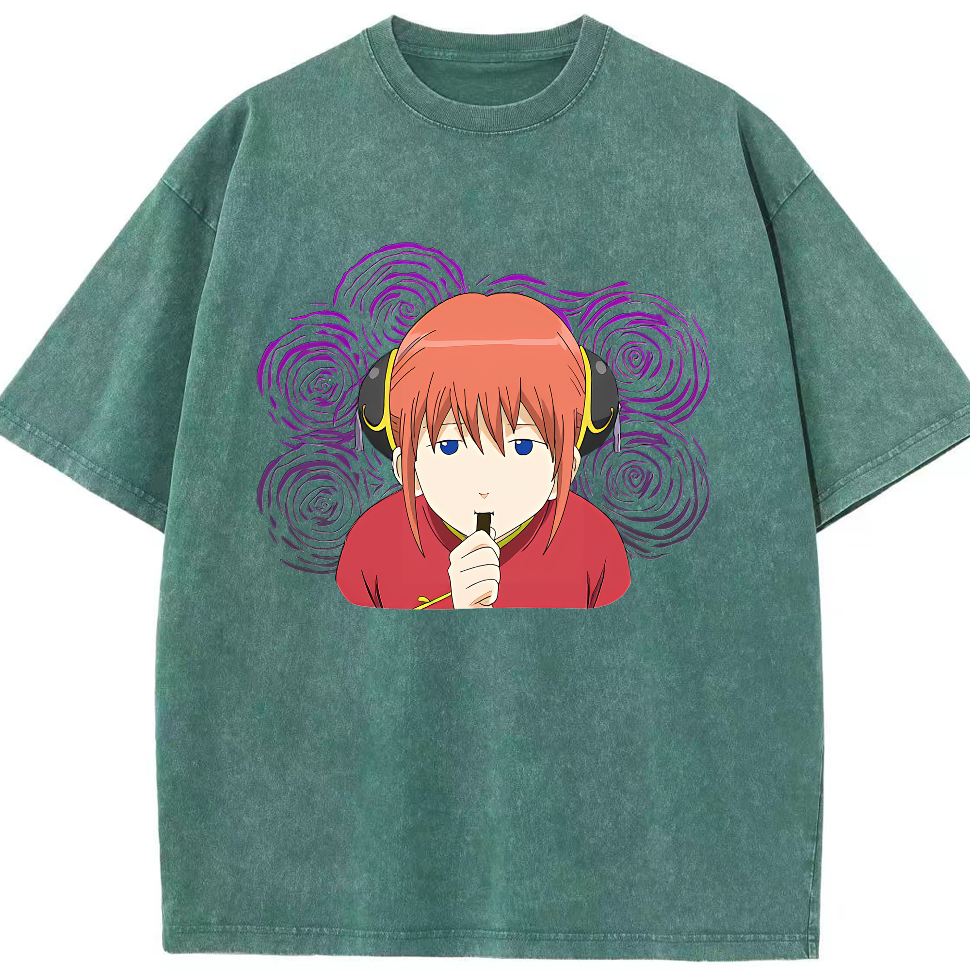 （画像用） ぎんたま 坂田銀時（さかたぎんとき） 神楽 志村新八（しむら しんぱち） GINTAMA Sakata Gintoki Kagura Shimura Shinpachi 綿100% ヴィンテージ風 半袖Tシャツ（フロントプリント）